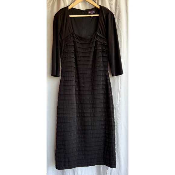 Long Tall Sally Black Shutter Dress Square Neck Pencil Stretchy Size 8 Sexy - Picture 1 of 16